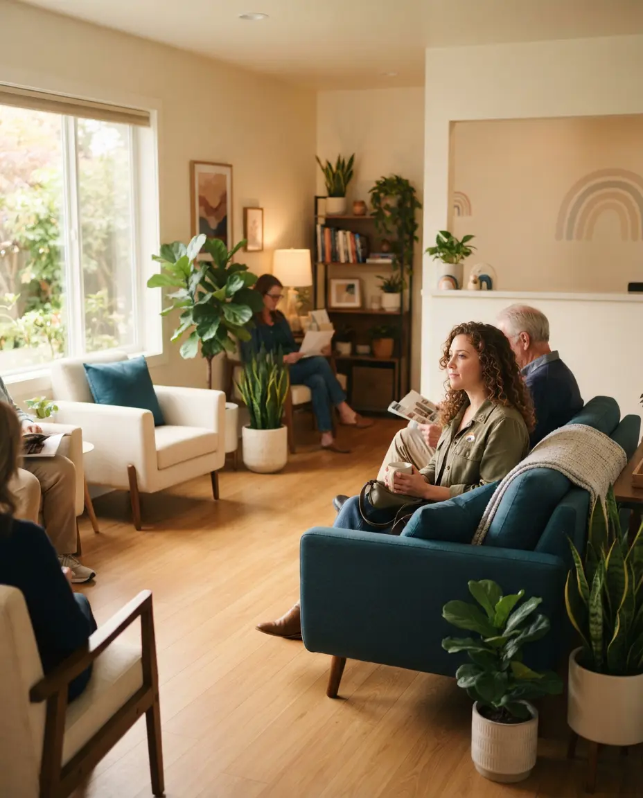 Comfortable, LGBTQ+ affirming waiting area at Anthony Jones MD in Oakland